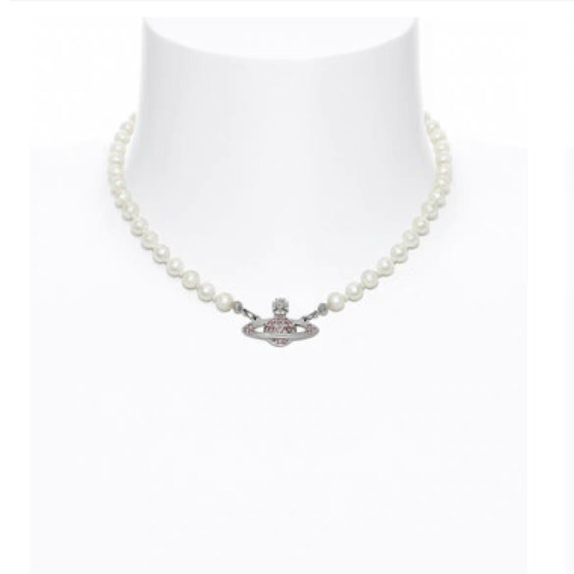 Vivienne Westwood Classic Pink diamond orb Pearl Necklace