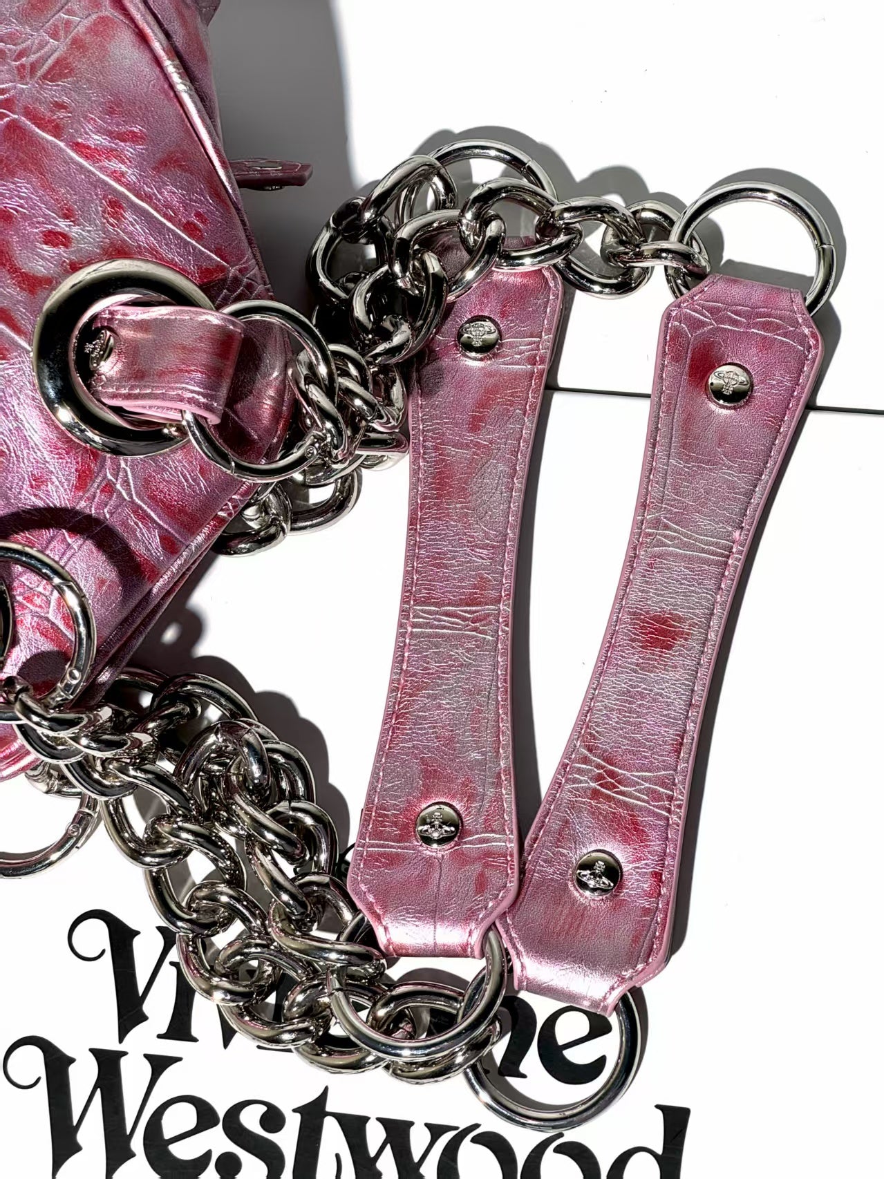 vivienne westwood explosive pattern pink bowling bag free tax