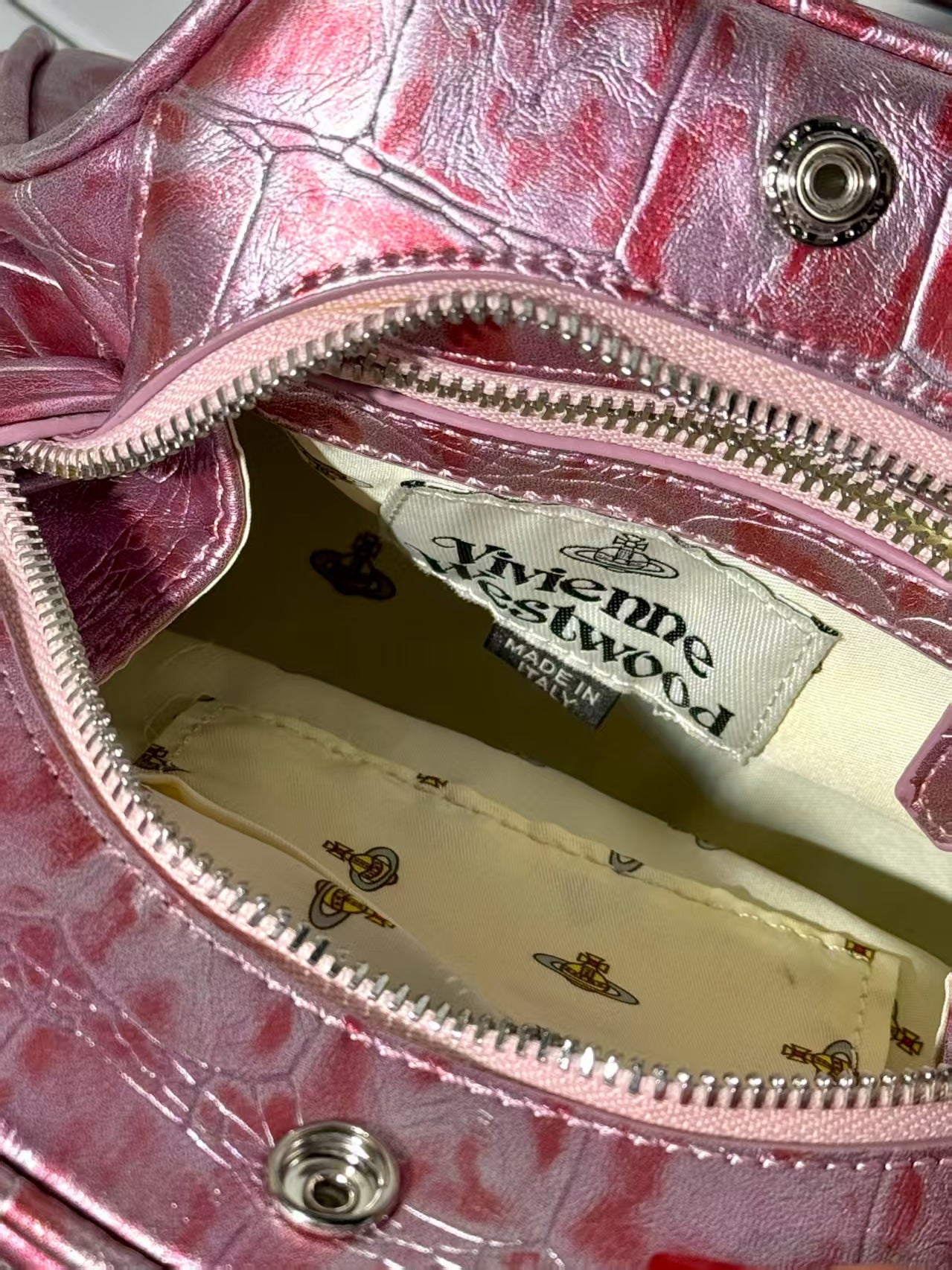 vivienne westwood explosive pattern pink bowling bag free tax