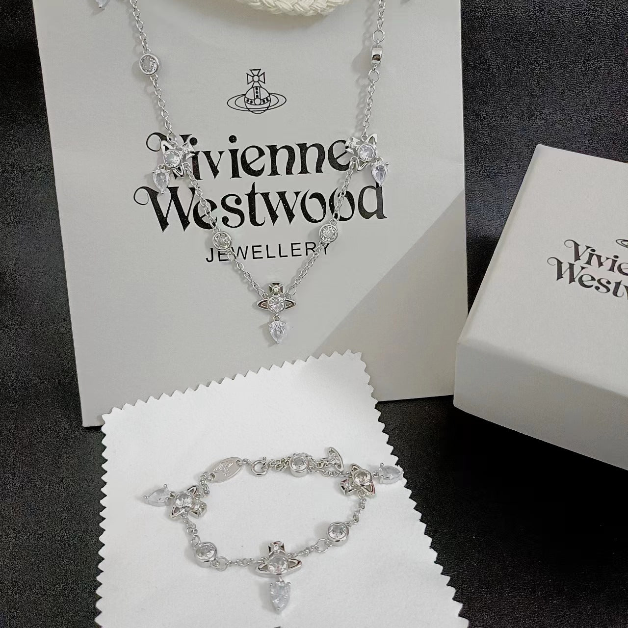 Vivienne Westwood New Water Drop Orb Necklace Tassel Pendant Gift