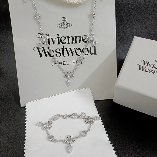 Vivienne Westwood New Water Drop Orb Necklace Tassel Pendant Gift