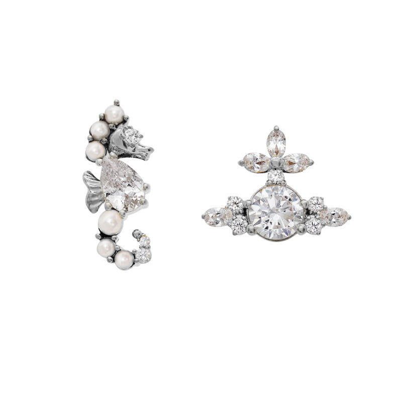 Vivienne Westwood New Seahorse Asymmetric Stud Earrings Ring