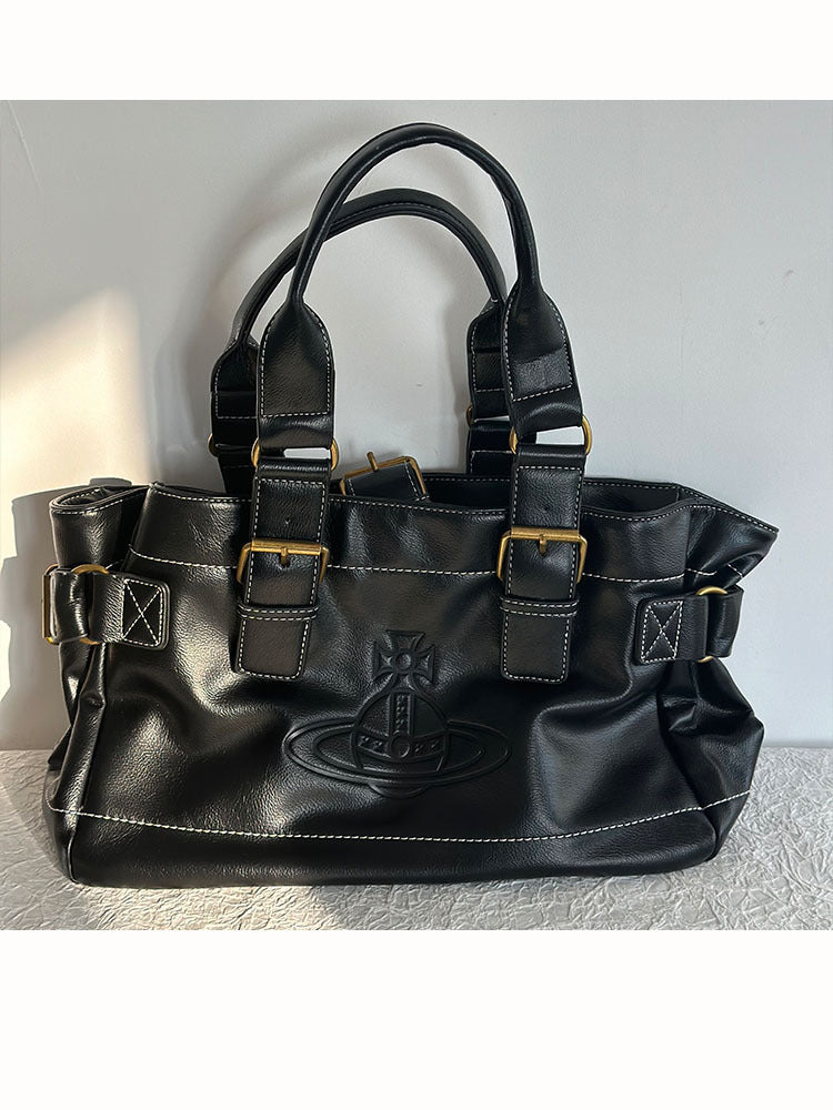 Vivienne Westwood Japan Autumn and Winter Style Cowhide Retro Tote Bag