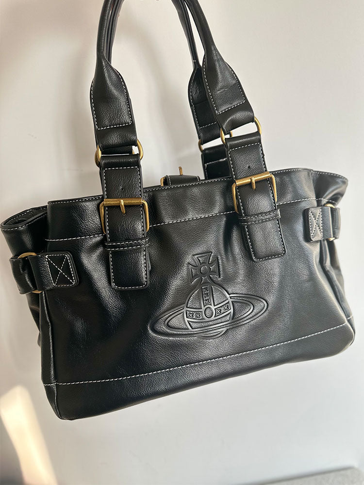 Vivienne Westwood Japan Autumn and Winter Style Cowhide Retro Tote Bag