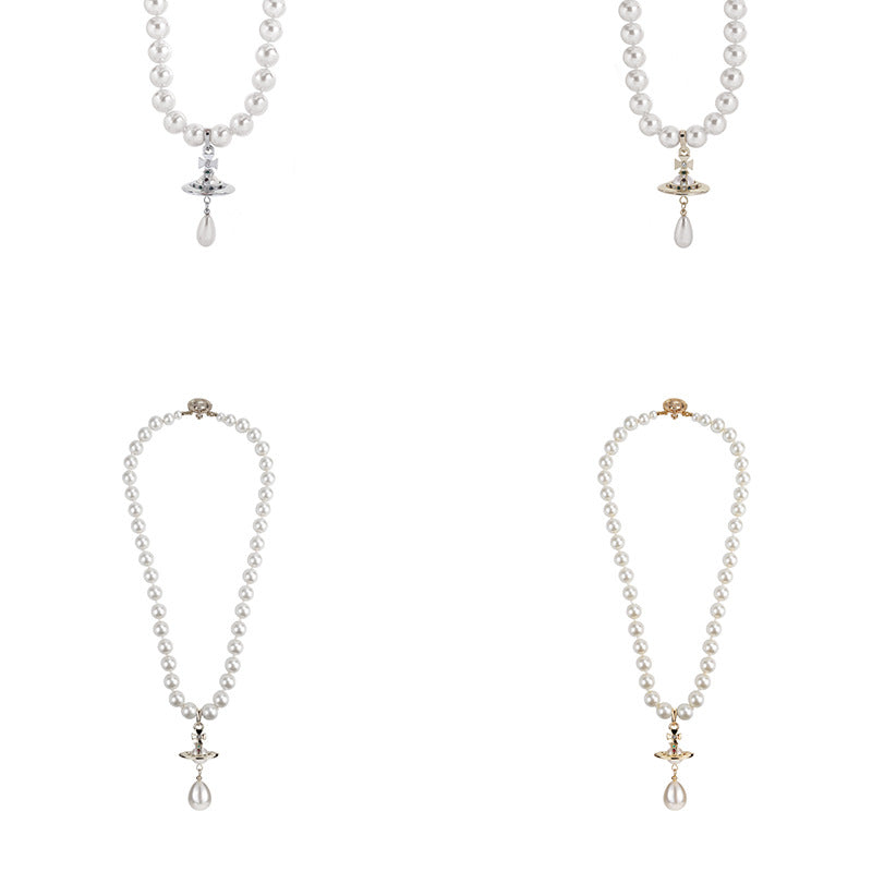 Vivienne Westwood water drop pearl necklace pendant exquisite advanced