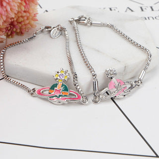 Vivienne Westwood color paint meteor pink bracelet European and American all-match