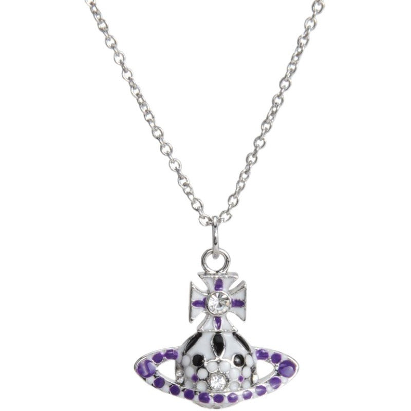 Vivienne Westwood enamel colorful necklace simple personalized all-match pendant