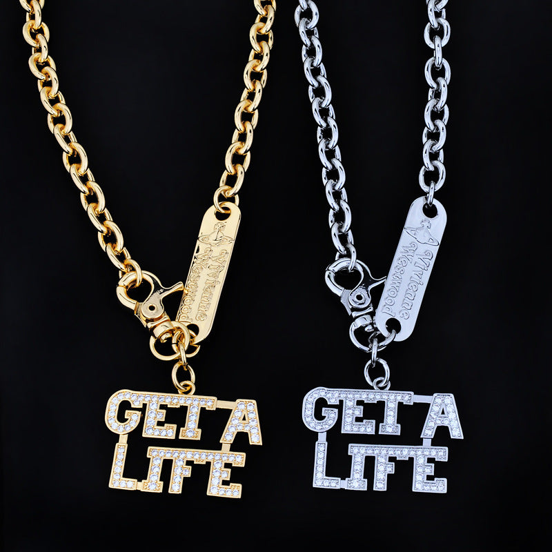 Square plate big letter necklace personality European and American punk star same style