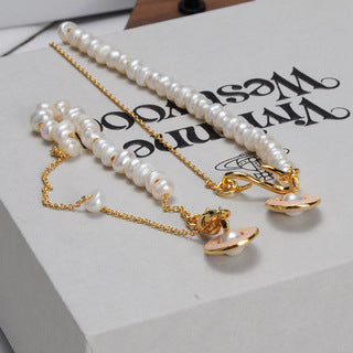 Vivienne Westwood freshwater natural pearl bracelet elegant high sense girl heart