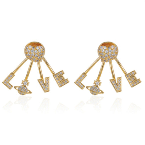 Vivienne Westwood LOVE full-jeweled stud earrings personality punk