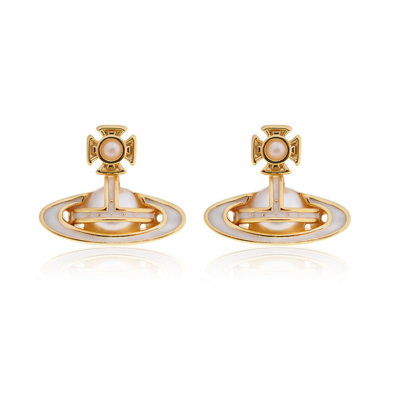 Vivienne Westwood simonetta paint bump half-faced pearl ear studs