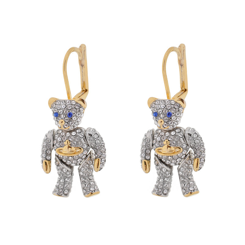 Vivienne Westwood TEDDY small activity bear earrings ins niche temperament