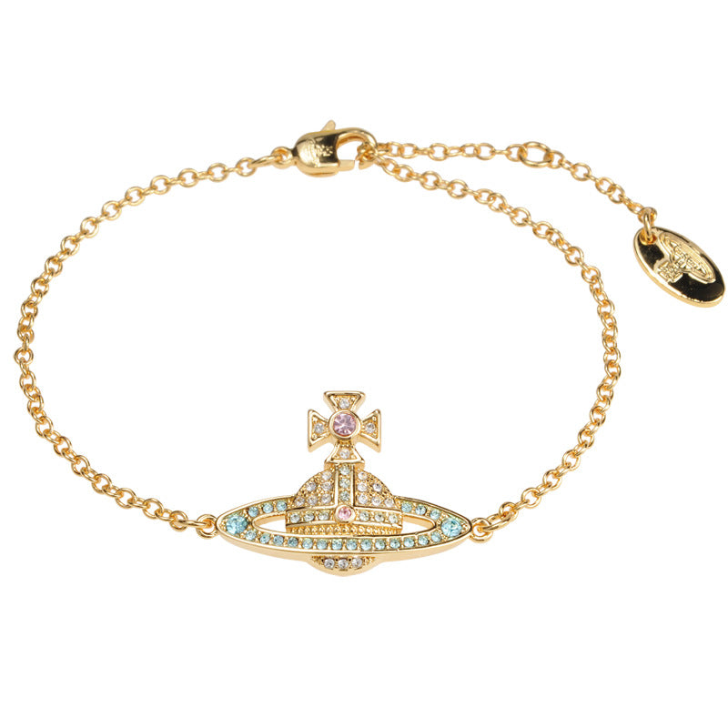 Vivienne Westwood colorful crystals stud earrings marking pair necklace bracelet bracelet