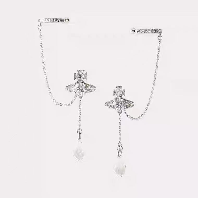 Vivienne Westwood water drop full diamond earrings HENRIETTE Vachette clasp earrings