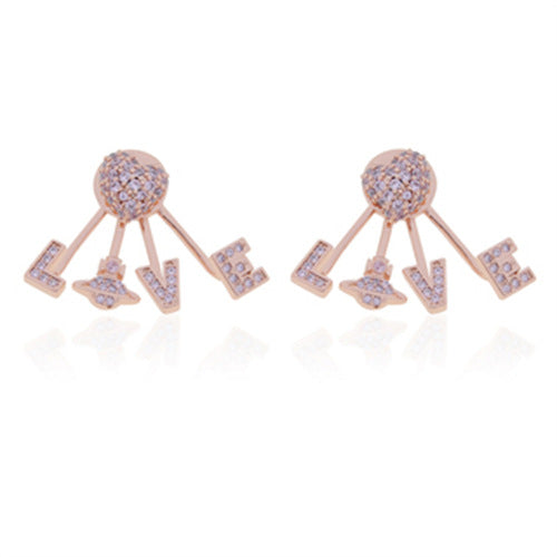 Vivienne Westwood LOVE full-jeweled stud earrings personality punk