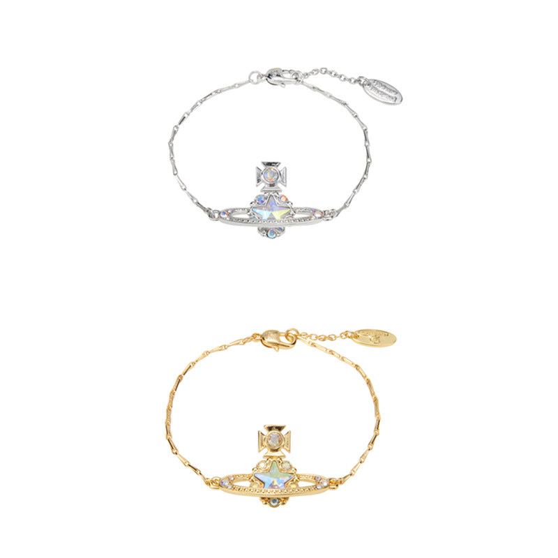 Vivienne Westwood gold-plated fire color five-pointed star bracelet European and American punk ins high sense