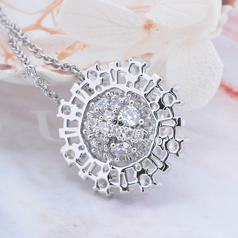 Irina special-shaped three-dimensional ball pendant necklace full diamond high sense