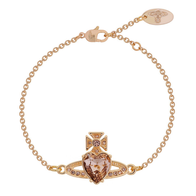 Vivienne Westwood loving heart zircon bracelet affordable luxury style high sense birthday gift