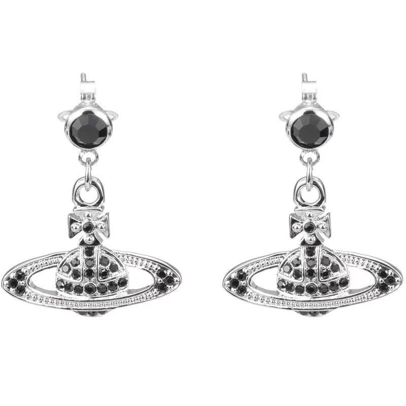 Vivienne Westwood ear studs European and American punk fully-jeweled crystal earrings personality