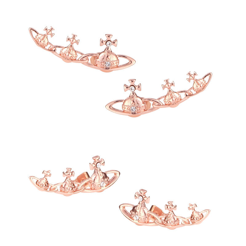 Vivienne Westwood triple orb diamond stud earrings