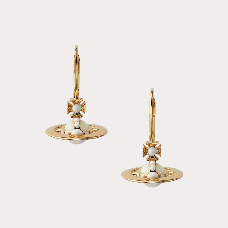 Vivienne Westwood opal stone three-dimensional earrings niche temperament exquisite