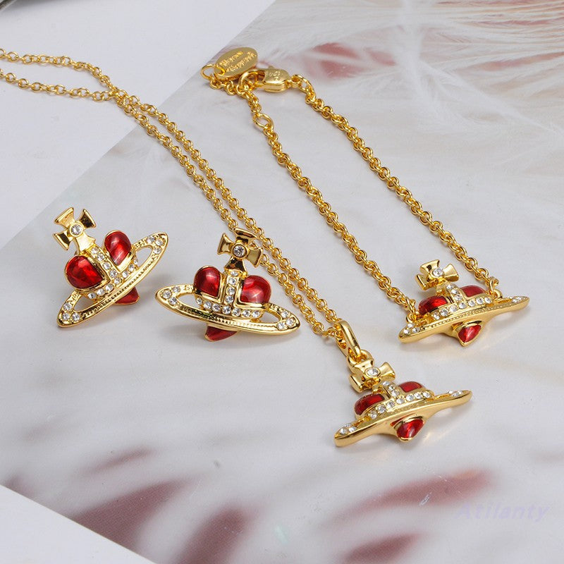 Vivienne Westwood heart shape clavicle paint necklace small personality European and American punk