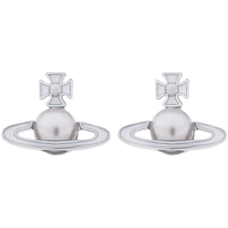 Vivienne Westwood Pearl paint series earrings small and personalized all-match