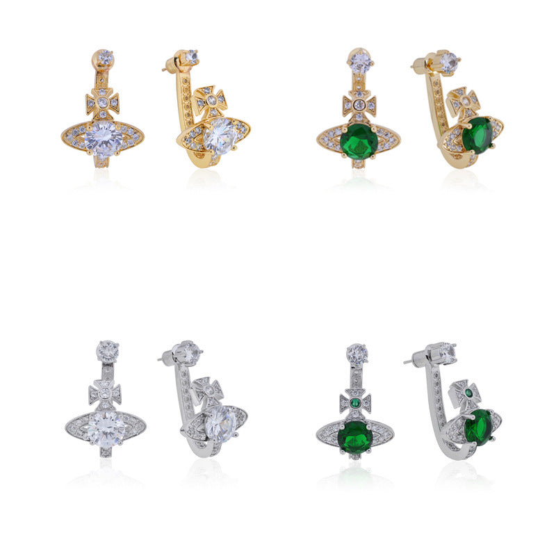 Vivienne Westwood U-shaped full-jeweled stud earrings exquisite luxurious earrings