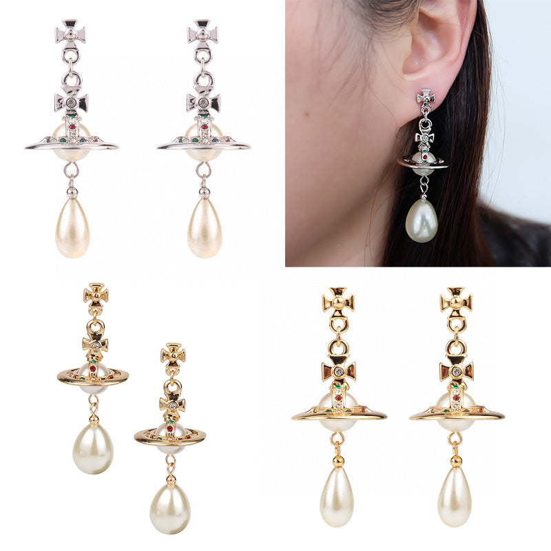 Vivienne Westwood pearl earrings women's exquisite high-end earrings