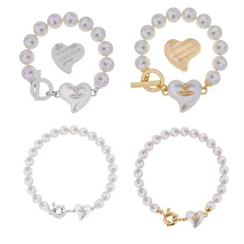 Vivienne Westwood Pearl Heart bracelet ins style exquisite advanced all-match