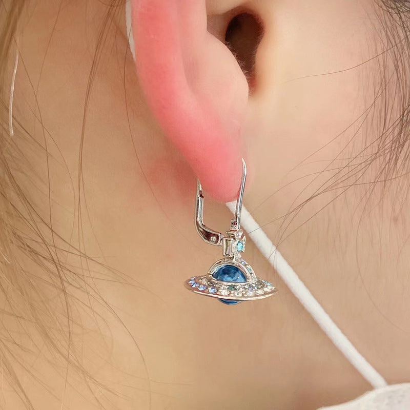 Vivienne Westwood blue orb eardrops gradient ORB light luxury minority