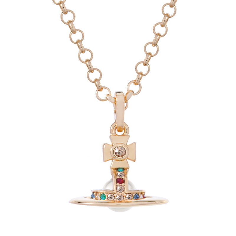 Vivienne Westwood Pearl three-dimensional earrings personalized minority high-grade fashion