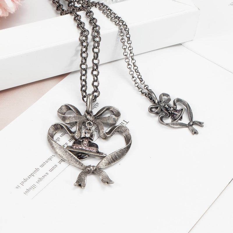 Vivienne Westwood bow love purple diamond pendant necklace niche temperament