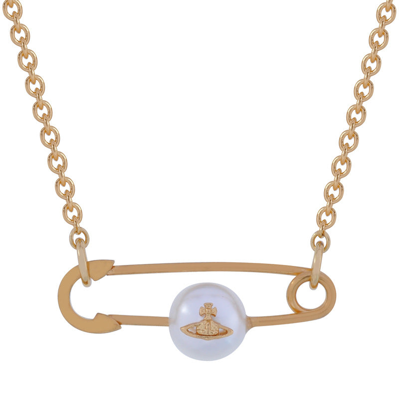 Vivienne Westwood pin pearl pendant necklace minority simple