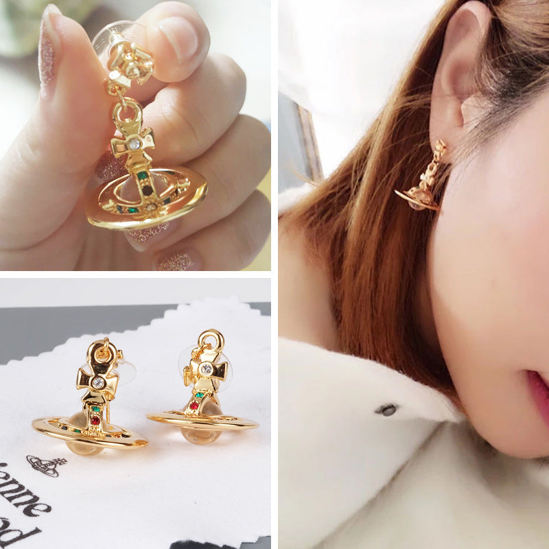 Vivienne Westwood 8MM three-dimensional ball earrings punk temperament earrings