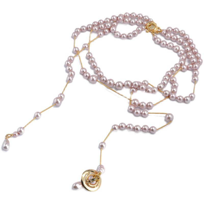 Vivienne Westwood High version engraved version broken pearl multi-layer necklace