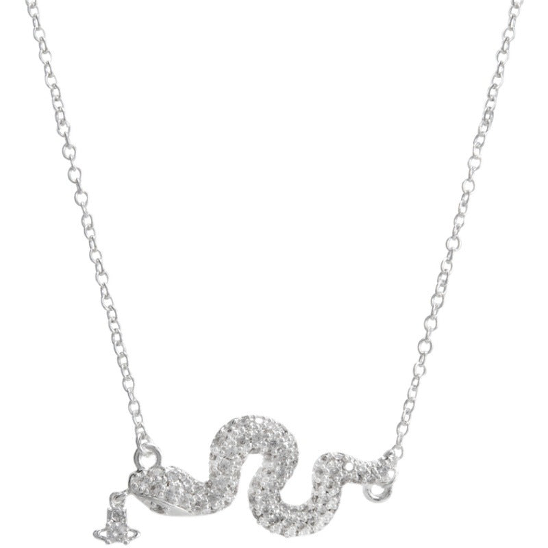 Vivienne Westwood full diamond snake year pendant necklace