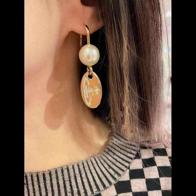 Vivienne Westwood Pearl round bracelet punk earrings couple accessories
