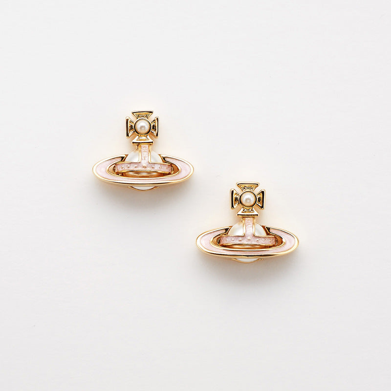 Vivienne Westwood simonetta paint bump half-faced pearl ear studs