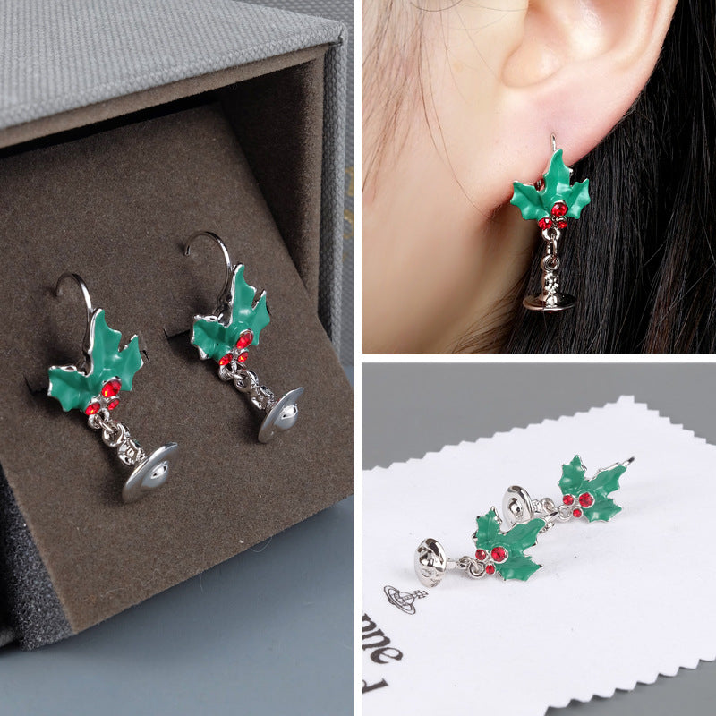 Vivienne Westwood Christmas series stud earrings niche personality holiday gifts