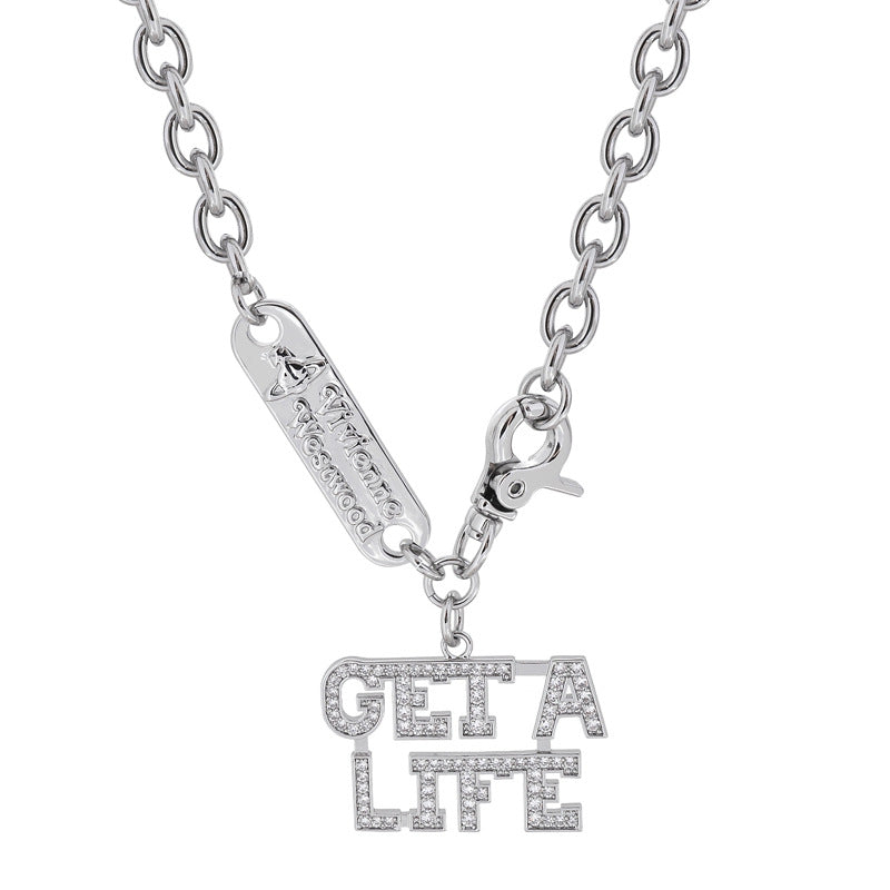 Square plate big letter necklace personality European and American punk star same style