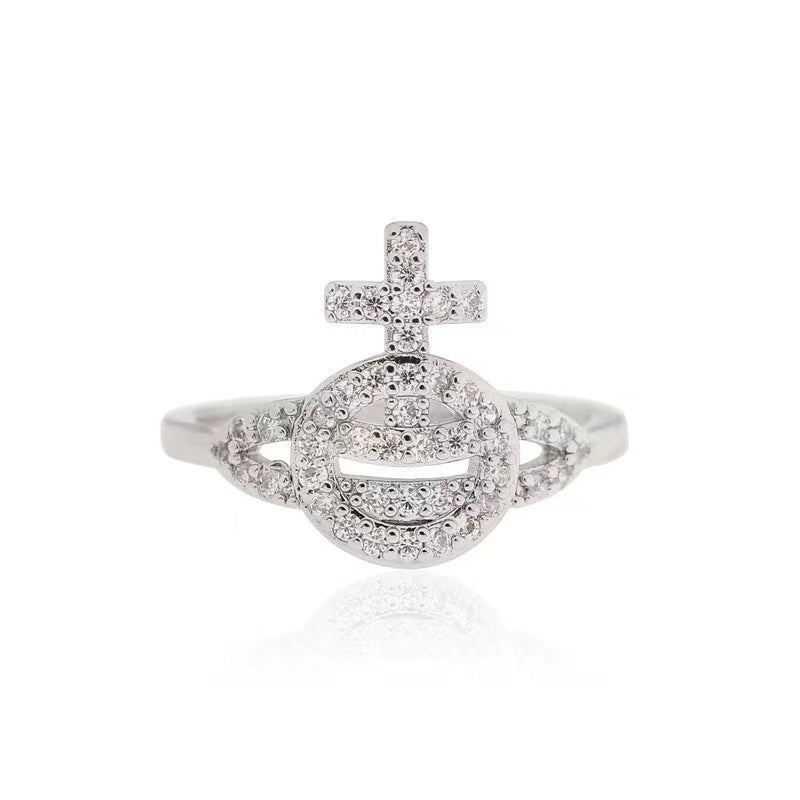 Vivienne Westwood hollow full diamond three colors fine and simple ring rings