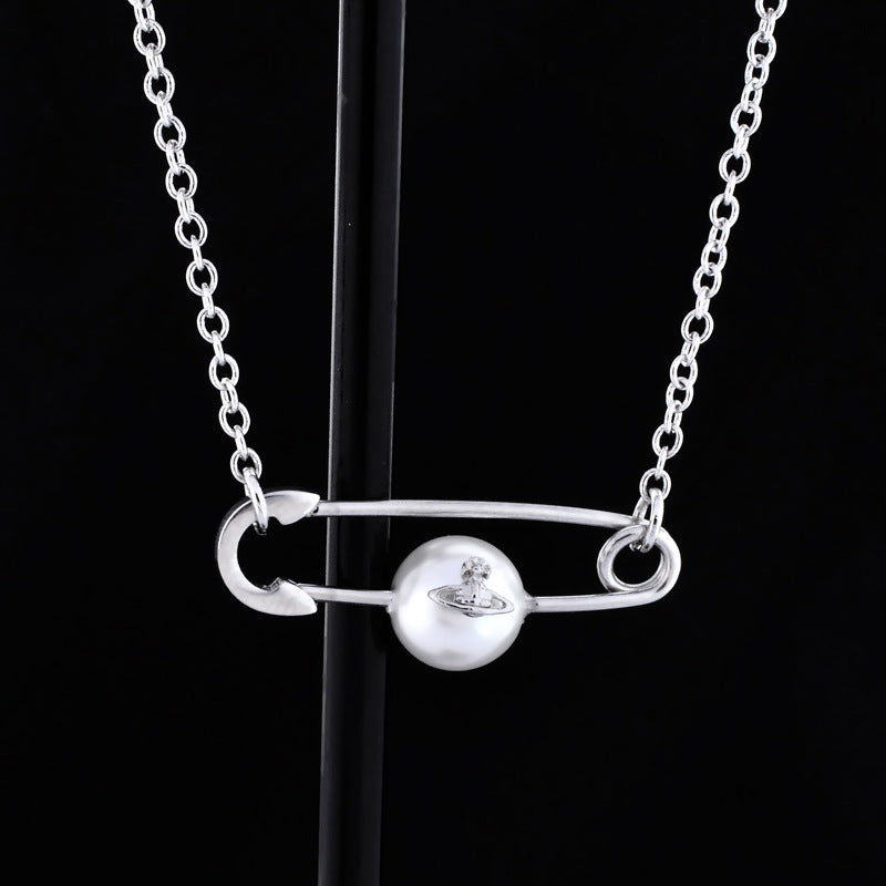 Vivienne Westwood pin pearl pendant necklace minority simple