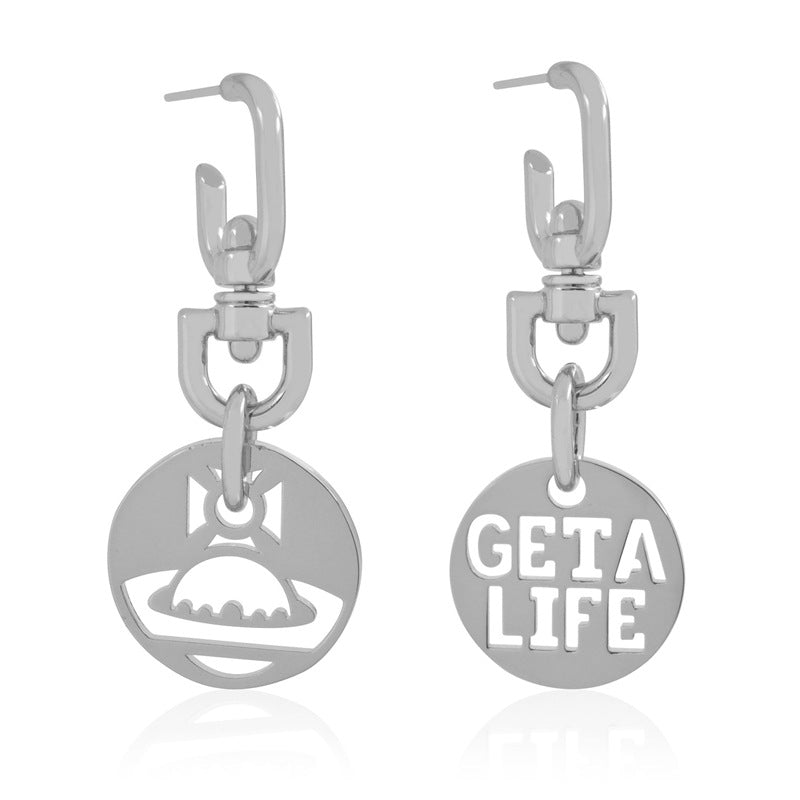 Vivienne Westwood hollow brand earrings personality European and American punk
