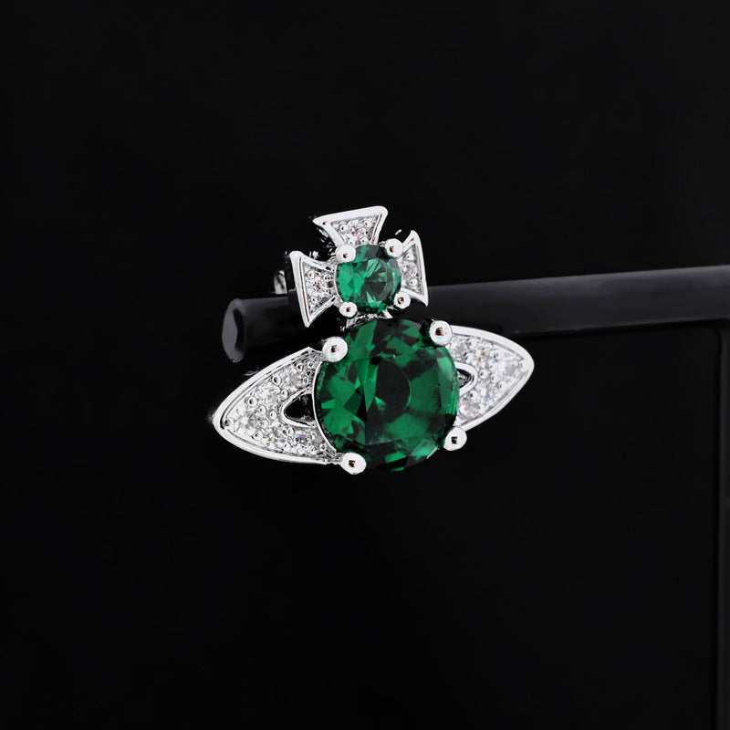 Vivienne Westwood full-jeweled stud earrings track lvzuan punk all-match