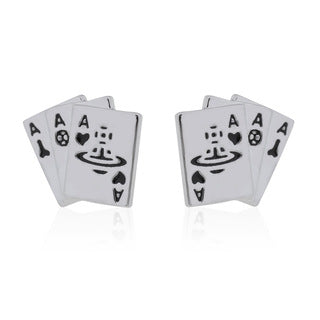 Vivienne Westwood niche playing cards Japanese and Korean simple punk ear rings