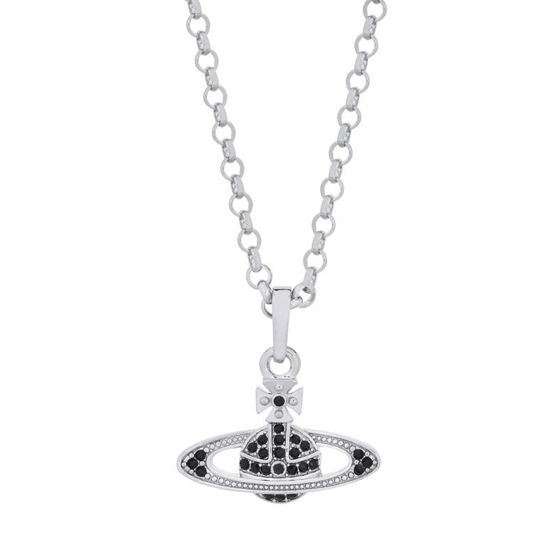 Vivienne Westwood full diamond pendant necklace ins niche temperament