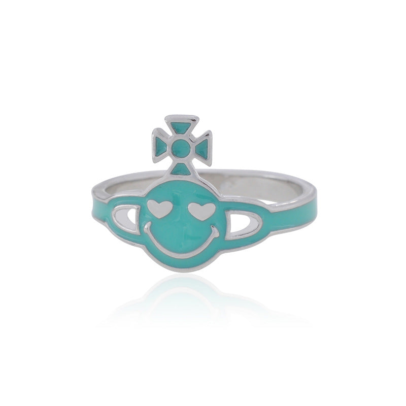 Vivienne Westwood love eye smiley ring simple style personalized opening adjustable