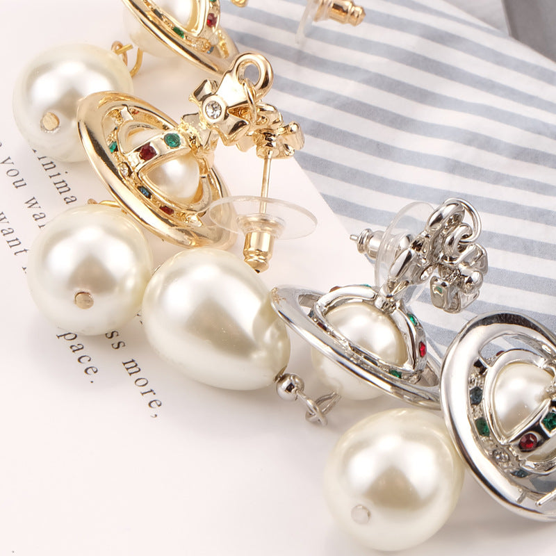 Vivienne Westwood pearl earrings women's exquisite high-end earrings