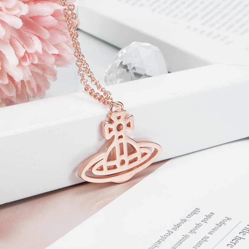 Vivienne Westwood line cut hollow line pendant necklace ins style
